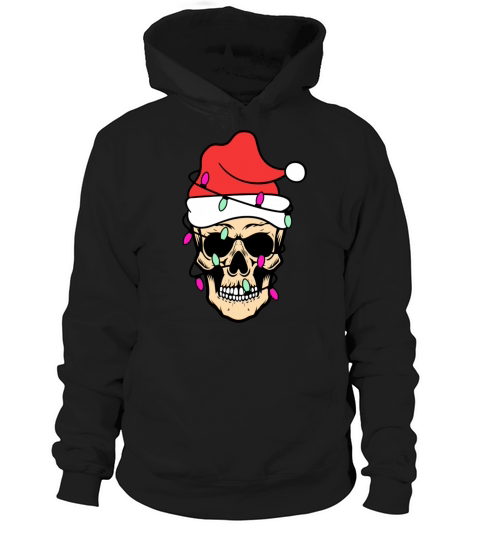 Skull Santa Hat Christmas Lights Hoodie Unisex