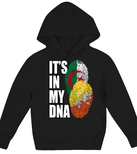 Bhutanese And Algerian Mix Heritage DNA Flag Kids Hoodie