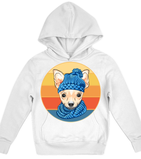 Cute Chihuahua Dog Breed Vintage Retro Sunset Kids Hoodie