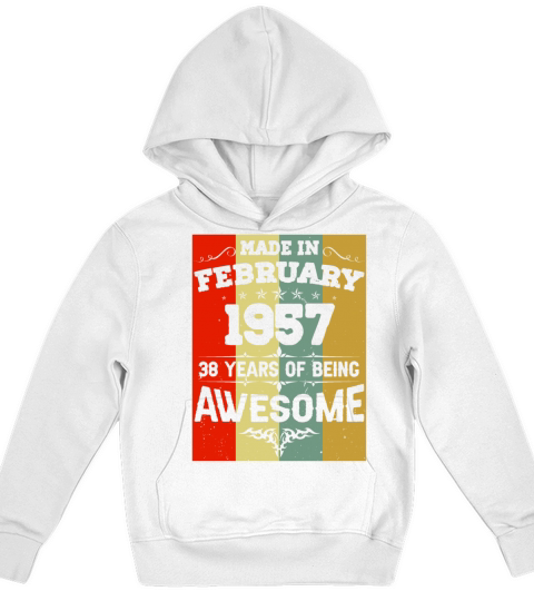 February 1957 Vintage Birthday Present Kids Hoodie