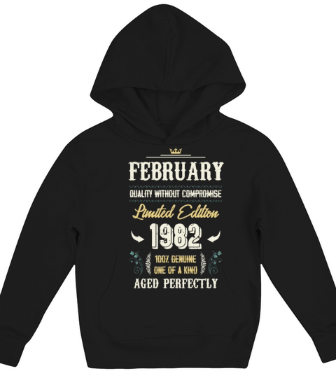 February 1982 Vintage Birthday Present Kids Hoodie