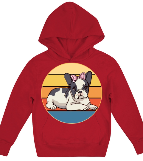 French Bulldog Dog Breed Vintage Retro Sunset Kids Hoodie