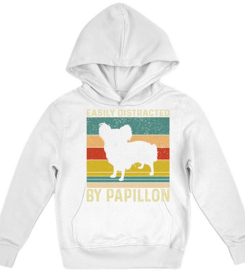 Papillon Dog Vintage Papillon Dog Lover Easily Kids Hoodie