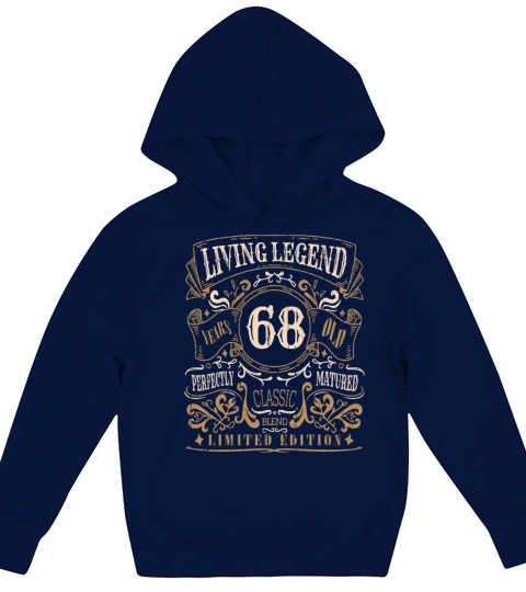 Retro Vintage Birth Whiskey Age 68 Years Old Kids Hoodie