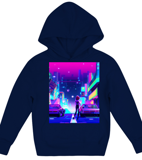 Vaporwave Car Synthwave Girl Kids Hoodie