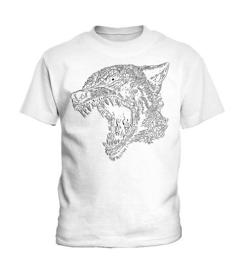 Creepy Vintage Halloween Wolf Portrait Kids T-Shirt