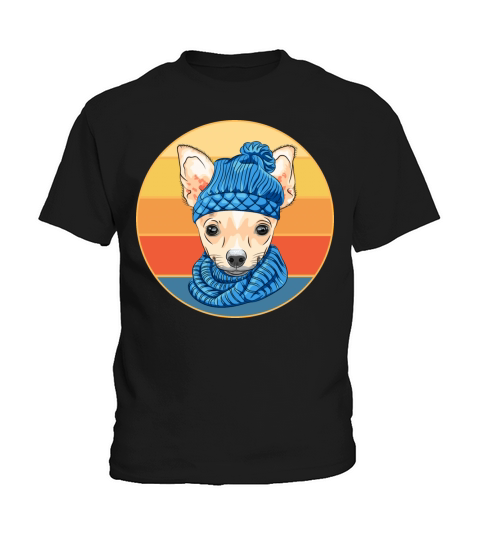 Cute Chihuahua Dog Breed Vintage Retro Sunset Kids T-Shirt