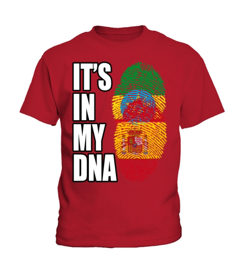 Ethiopian And Spaniard Mix Heritage DNA Flag Kids T-Shirt