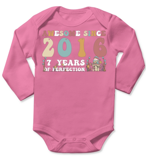 Awesome since 2016 7 Year of Perfection - 7th Long Sleeve Baby One-Piece