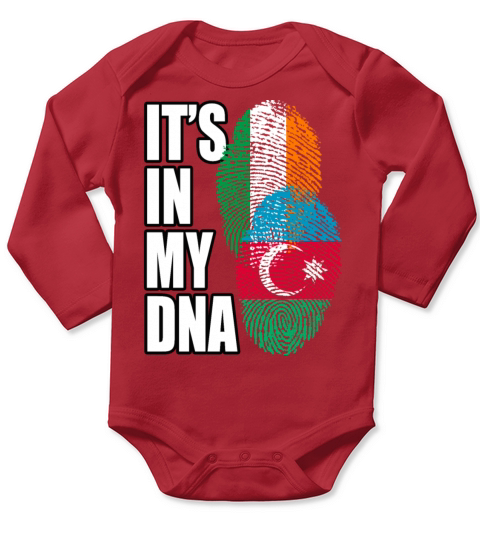Azerbaijani And Irish Mix Heritage DNA Flag Long Sleeve Baby One-Piece