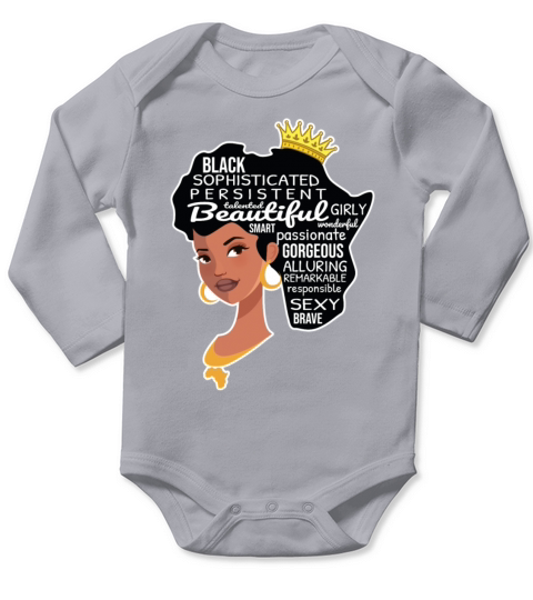 Black Queen Hair Text Juneteenth Black History Long Sleeve Baby One-Piece