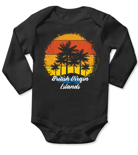 British Virgin Islands Vacation Vintage Beach Long Sleeve Baby One-Piece