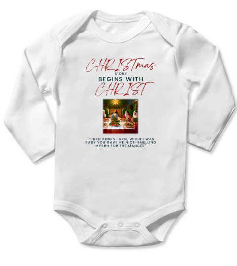 Christmas begins with Christ Love Story Funny Long Sleeve Baby One-Piece