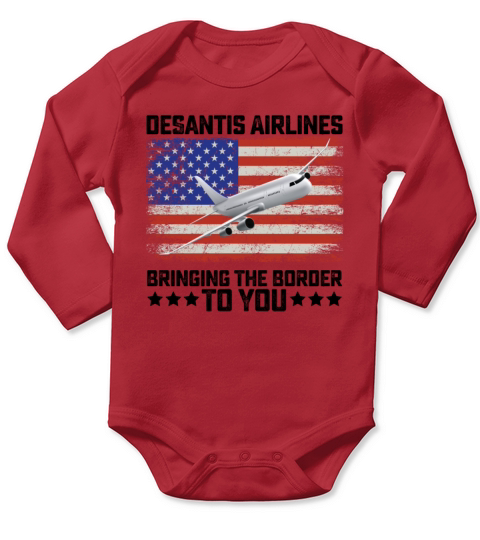 Desantis Airlines Bringing The Border To You Long Sleeve Baby One-Piece
