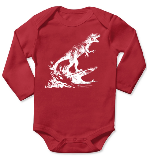 Dinosaur Surfing in Style Long Sleeve Baby One-Piece