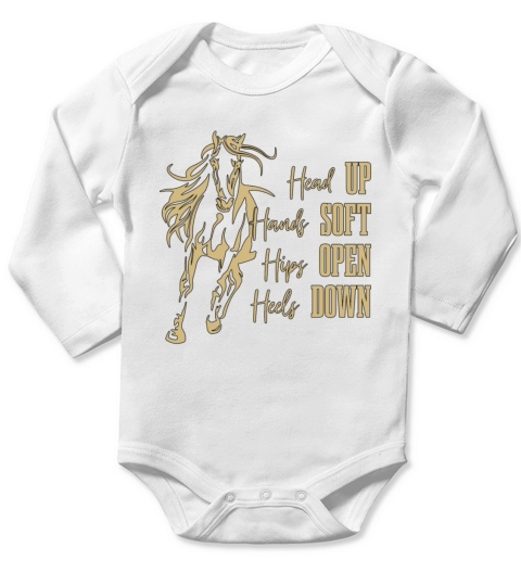 Dressage Head Up Hands Soft Equine Dressage Rider Long Sleeve Baby One-Piece