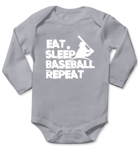 Eat Sleep Baseball Repeat Long Sleeve Baby One-Piece