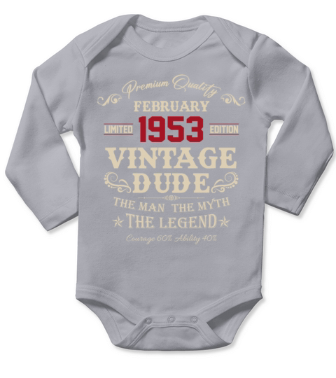 February 1953 Vintage Birthday Present Long Sleeve Baby One-Piece
