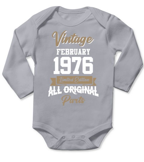 February 1976 Vintage Birthday Present Long Sleeve Baby One-Piece