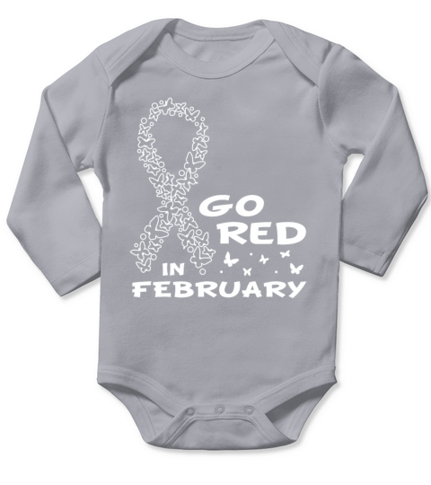 Go Red Ribbon Heart Disease Awareness Long Sleeve Baby One-Piece