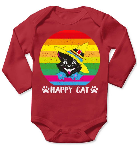 happy cat t-shirt Long Sleeve Baby One-Piece