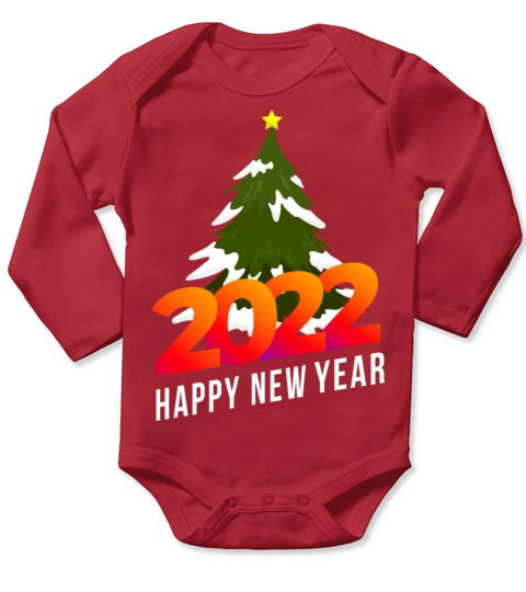 Happy New Year 2022 Long Sleeve Baby One-Piece