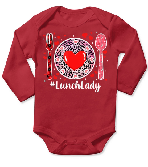 Happy Valentines Day Lunch Lady Women Matching2078 Long Sleeve Baby One-Piece
