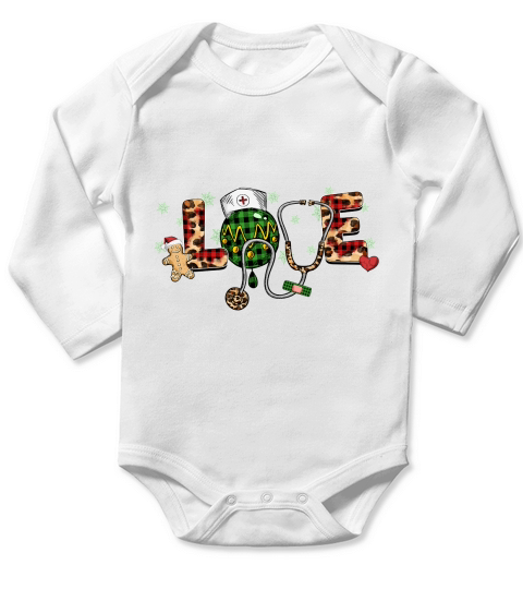 LOVE Christmas Nurse Long Sleeve Baby One-Piece