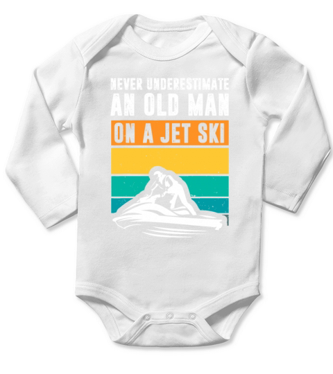 Never Underestimate An Old Man Water Sport Funny J Long Sleeve Baby One-Piece