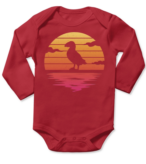 Puffins Vintage Bird Seabird Puffin Long Sleeve Baby One-Piece