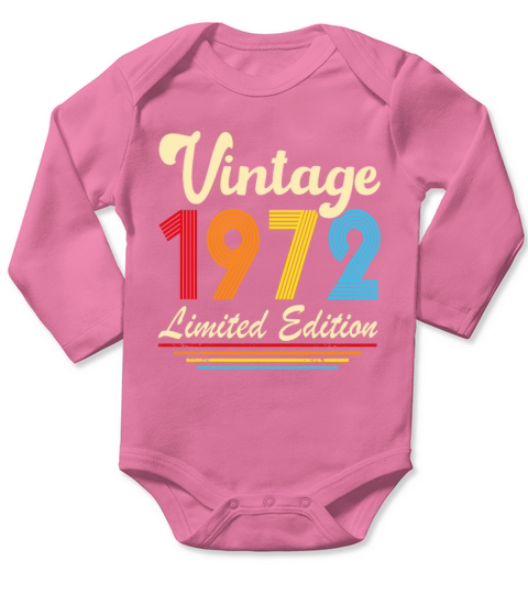 Vintage 1972 50th Birthday Fiftieth Gift Long Sleeve Baby One-Piece