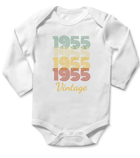 Vintage Birthday Gift Born In 1955 Slogan Long Sleeve Baby One-Piece