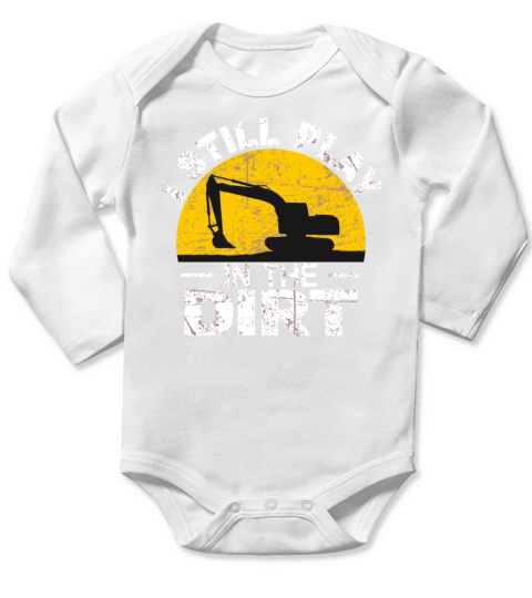 vintage excavator operator construction worker Long Sleeve Baby One-Piece