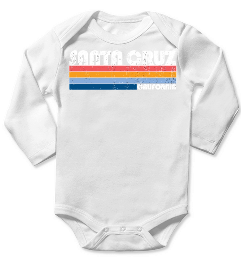 Vintage Retro 70S 80S Style Santa Cruz California Long Sleeve Baby One-Piece