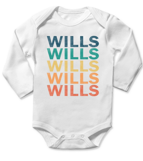 Wills Name T Shirt - Wills Vintage Retro Name Gift Long Sleeve Baby One-Piece