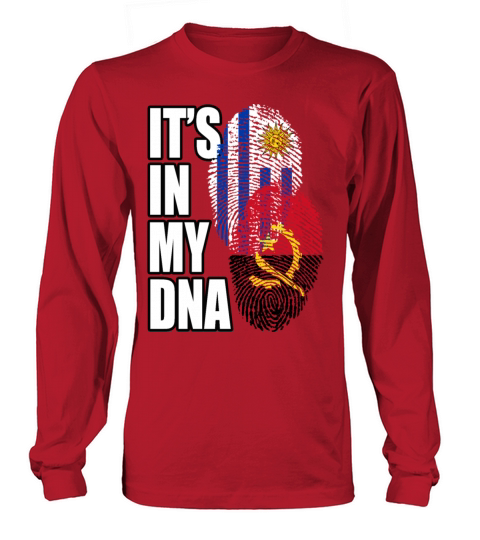 Angolan And Uruguayan Mix Heritage DNA Flag Long sleeved Unisex
