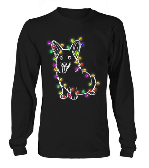 Corgi Santa Christmas Lights Xmas Gifts Boys Kids Long sleeved Unisex