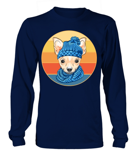 Cute Chihuahua Dog Breed Vintage Retro Sunset Long sleeved Unisex