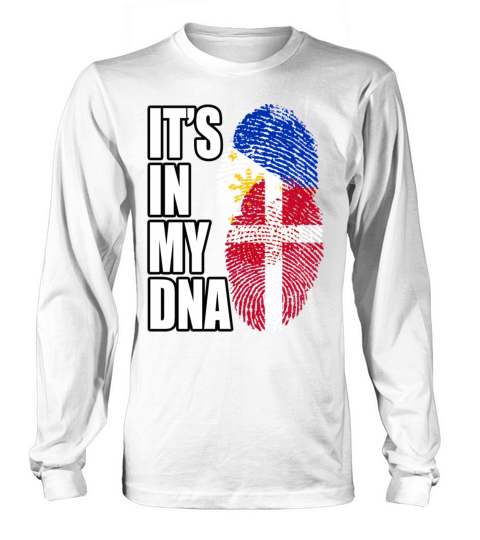 Danish And Filipino Mix Heritage DNA Flag Long sleeved Unisex