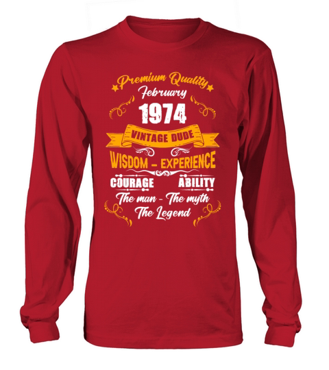 February 1974 Vintage Birthday Present Long sleeved Unisex