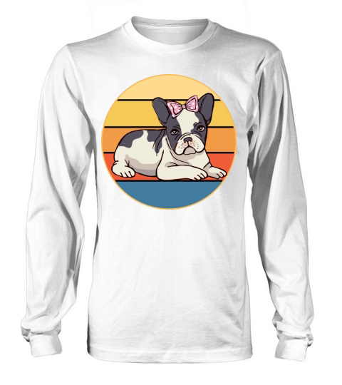 French Bulldog Dog Breed Vintage Retro Sunset Long sleeved Unisex