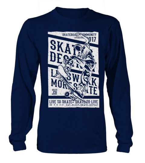 Vintage Retro Skateboarding Eat Sleep Skate Repeat Long sleeved Unisex