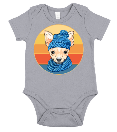 Cute Chihuahua Dog Breed Vintage Retro Sunset Short Sleeve Baby One-Piece