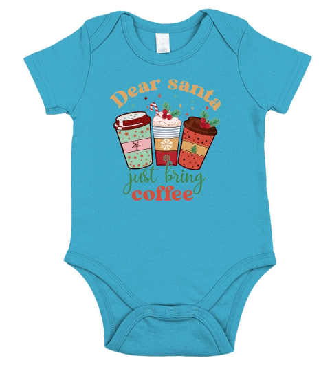 Dear Santa Just Bring Coffee Retro Cute Coffee Lover Christmas Short Sleeve Baby One-Piece
