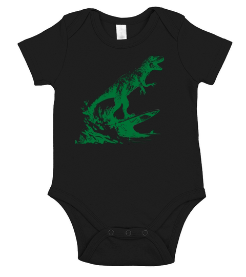 Dinosaur Surfing in Style Short Sleeve Baby One-Piece