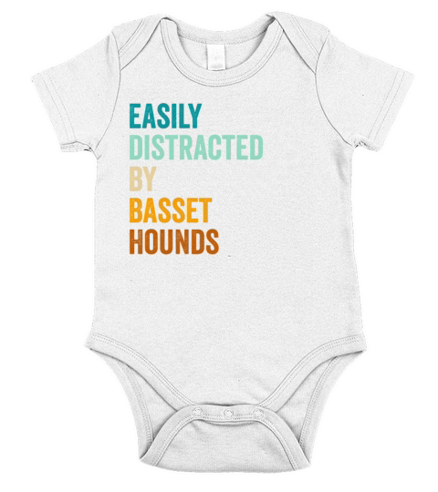 Easily Distracted By Basset Hounds Short Sleeve Baby One-Piece