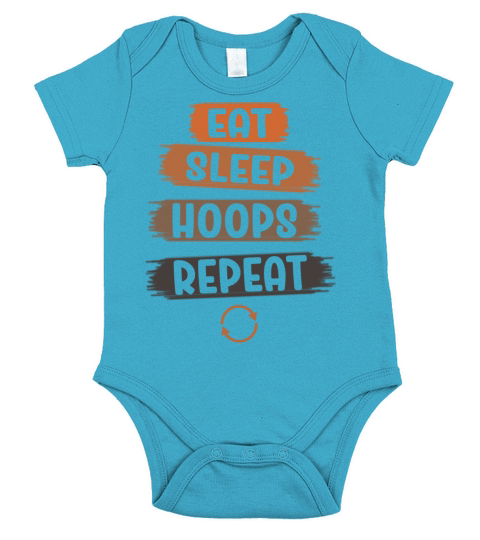 Eat Sleep Hoops Repeat Basketball Short Sleeve Baby One-Piece