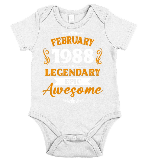 February 1988 Legendary Birthday Present Short Sleeve Baby One-Piece