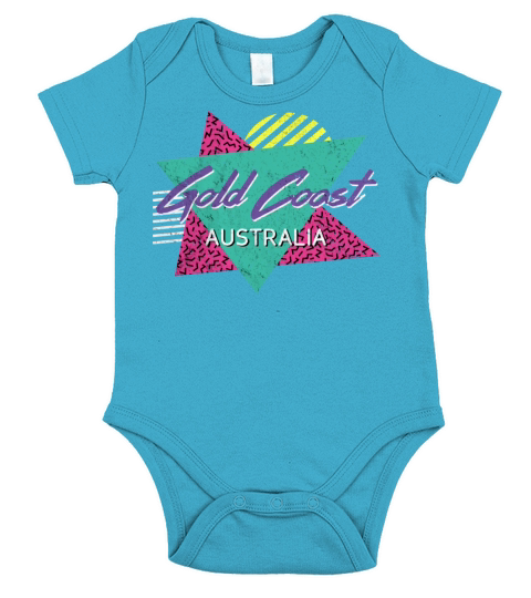 Gold Coast Australia Vintage Retro 80s 90s Vacatio Short Sleeve Baby One-Piece