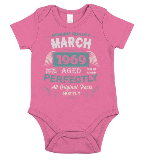 March 1969 Vintage Birthday Present Short Sleeve Baby One-Piece